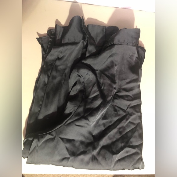 Black Satin- like Button Down - Picture 2 of 5